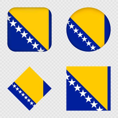 Bosna-Hersek Bayrak Simgeleri Paketi. Vektör illüstrasyonu.