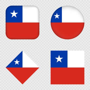 Şili Bayrak Simgeleri Paketi. Vektör illüstrasyonu.