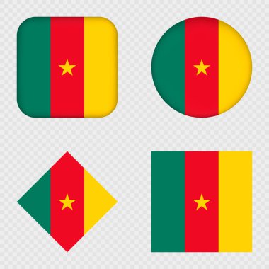 Kamerun Bayrak Simgeleri Paketi. Vektör illüstrasyonu.