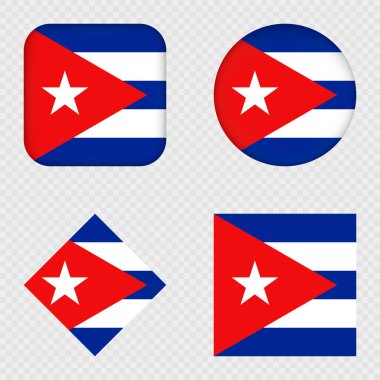 Küba Bayrak Simgeleri Paketi. Vektör illüstrasyonu.
