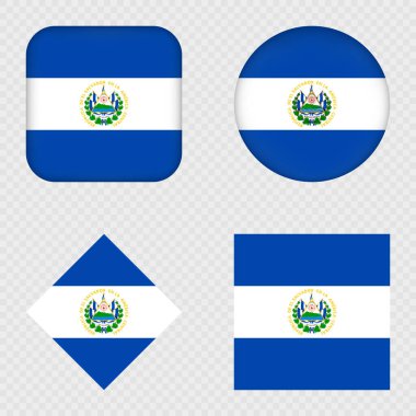 El Salvador Bayrak Simgeleri Paketi. Vektör illüstrasyonu.