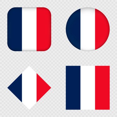 Fransa Bayrak Simgeleri Paketi. Vektör illüstrasyonu.