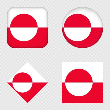 Grönland Bayrak Simgeleri Paketi. Vektör illüstrasyonu.