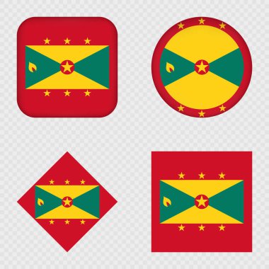 Grenada Bayrak Simgeleri Paketi. Vektör illüstrasyonu.