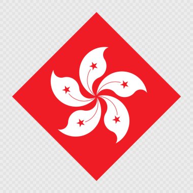 Hong Kong eşkenar dörtgen bayrağı. Vektör illüstrasyonu.
