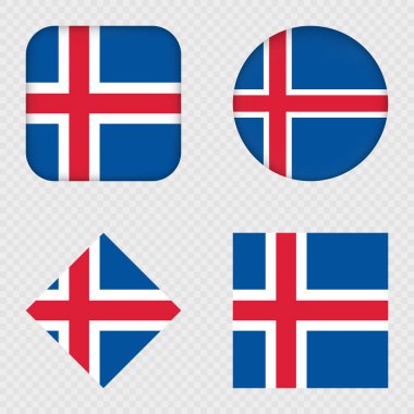 İzlanda Bayrak Simgeleri Paketi. Vektör illüstrasyonu.