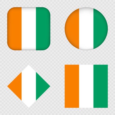 Ivory Coast Flag Icons Pack. Vector illustration. clipart