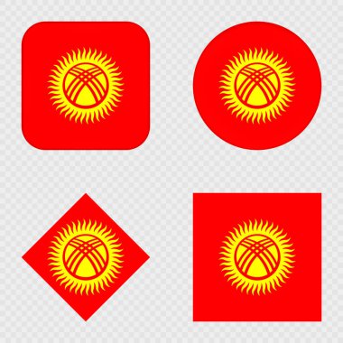 Kırgızistan Bayrak Simgeleri Paketi. Vektör çizimi. Tarihi bayrak