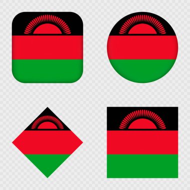Malawi Bayrak Simgeleri Paketi. Vektör illüstrasyonu.