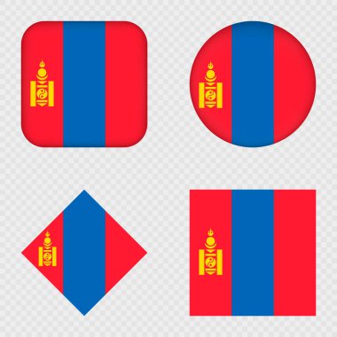 Moğolistan Bayrak Simgeleri Paketi. Vektör illüstrasyonu.