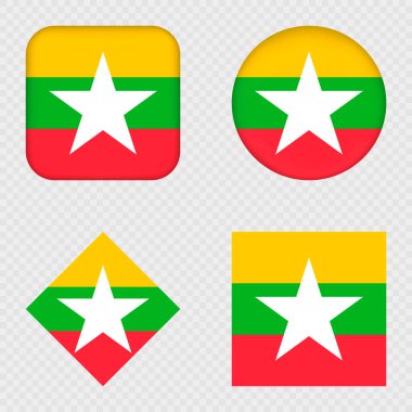 Myanmar Bayrak Simgeleri Paketi. Vektör illüstrasyonu.