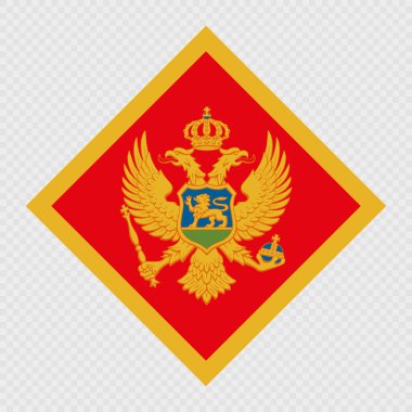 Karadağ eşkenar dörtgen bayrağı. Vektör illüstrasyonu.