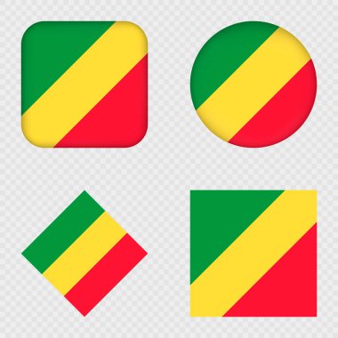 Kongo Cumhuriyeti Bayrak Simgeleri Paketi. Vektör illüstrasyonu.