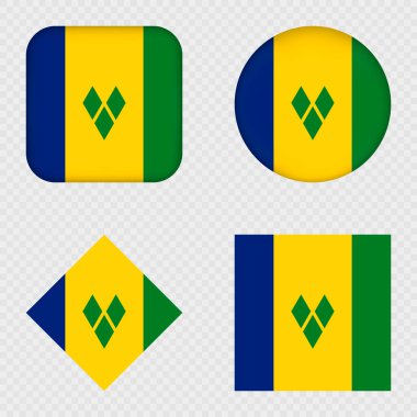 Saint Vincent ve Grenadines Bayrak Simgeleri Paketi. Vektör illüstrasyonu.