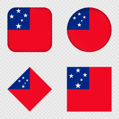 Samoa Bayrak Simgeleri Paketi. Vektör illüstrasyonu.