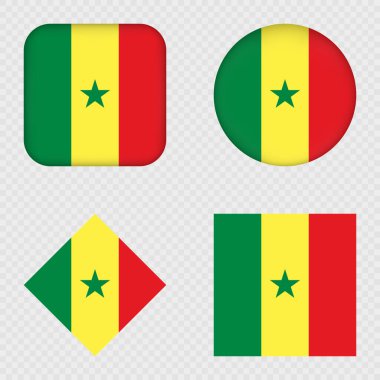 Senegal Bayrak Simgeleri Paketi. Vektör illüstrasyonu.