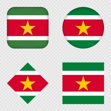 Bayrak Simgeleri Paketi Surinam. Vektör illüstrasyonu.