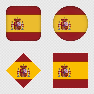 İspanya Bayrak Simgeleri Paketi. Vektör illüstrasyonu.