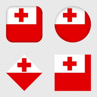 Tonga Bayrak Simgeleri Paketi. Vektör illüstrasyonu.