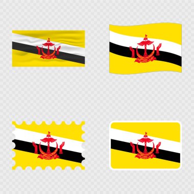 Brunei ulusal bayrağı dört farklı stilde.
