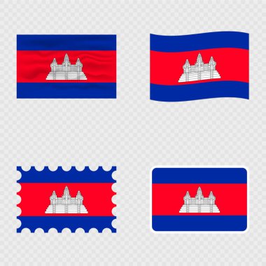 Kamboçya ulusal bayrağı dört farklı stilde.