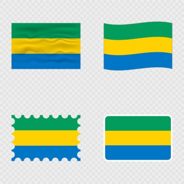 Gabon ulusal bayrağı dört farklı stilde.