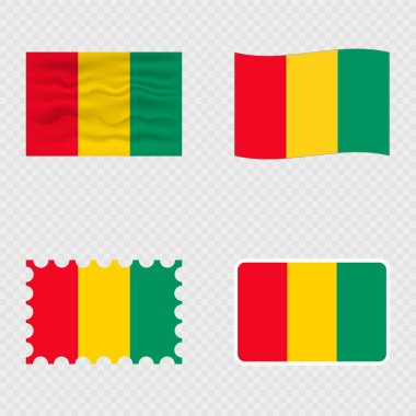 Dört farklı stilde Gine Ulusal Bayrağı.