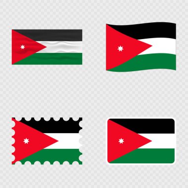 Jordan national flag in four different styles.