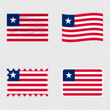 Liberya ulusal bayrağı dört farklı stilde.