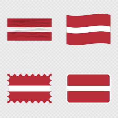 Letonya ulusal bayrağı dört farklı stilde.