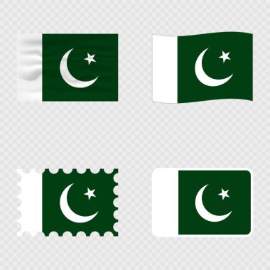 Pakistan ulusal bayrağı dört farklı stilde.