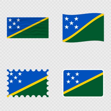 Solomon Adaları ulusal bayrağı dört farklı stilde.