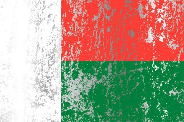 Grunge etkisi olan Madagaskar bayrağı.