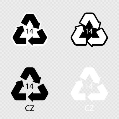 Pil geri dönüşüm sembolü 14 CZ seti.