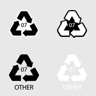 Diğer 07 geri dönüşüm kodu sembolü seti.