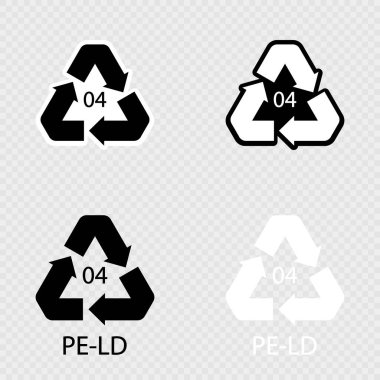PE LD 04 geri dönüşüm kodu düşük yoğunluklu polietilen işareti.