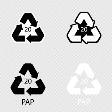 Kağıt geri dönüşüm sembolü PAP 20 seti.