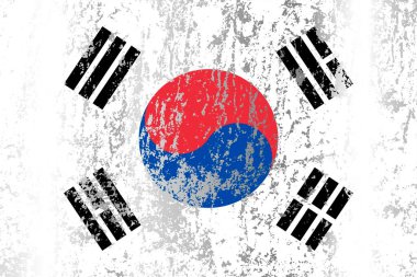 Grunge etkisi olan Güney Kore bayrağı.