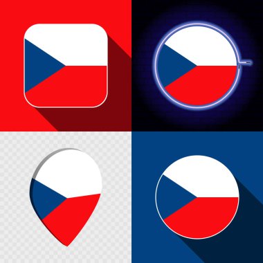 Çek Cumhuriyeti bayrağına sahip bir dizi modern simge.