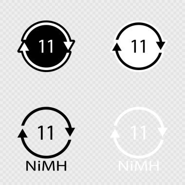 Pil geri dönüşüm sembolü 11 NiMH seti.