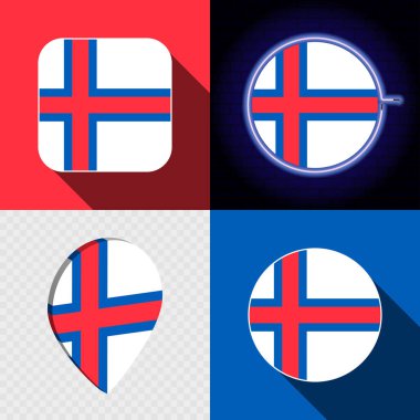 Faroe Adaları 'nın ulusal bayrağına sahip bir dizi modern simge.