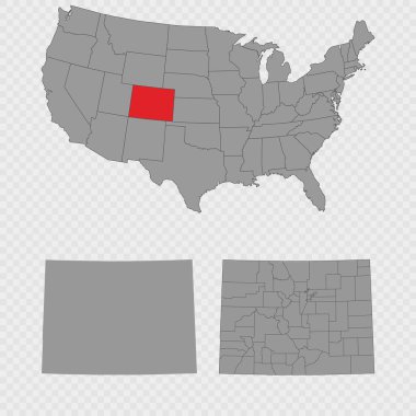 Colorado haritası, ABD 'nin konumu, temiz ana hatları ve tam bir ilçe dökümü ile ayarlandı.