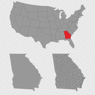 Gürcistan haritası ABD 'nin konumu, temiz özet ve tam şehir dökümü ile ayarlandı.