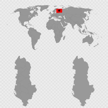 Arnavutluk Haritası Dünya Konumuyla Ayarlandı.