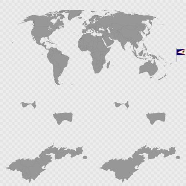 Dünya Konumu Belirlenmiş Amerikan Samoa Haritası.