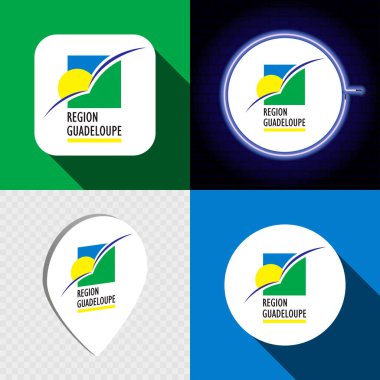 Guadeloupe 'un ulusal bayrağına sahip bir dizi modern simge.