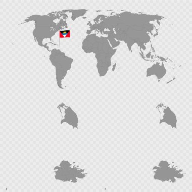 Antigua ve Barbuda Harita Kümesi ile Dünya Konumu.