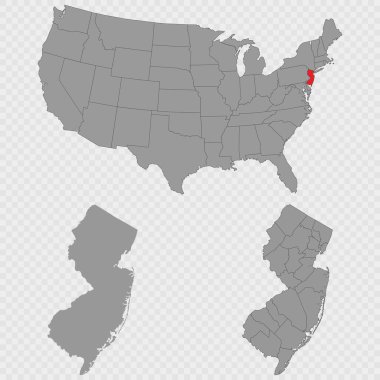 New Jersey haritası, ABD 'nin konumu, temiz bir taslak ve tam bir ilçe dökümü ile ayarlandı.