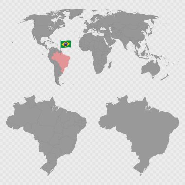 Brezilya Haritası Dünya Konumuyla Ayarlandı.