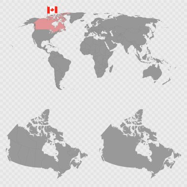 Kanada Haritası Dünya Konumuyla Ayarlandı.